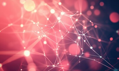 Poster - Abstract network connections with glowing nodes and vibrant colors in digital space