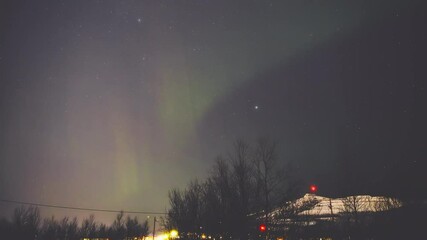 Wall Mural - aurora borealis, polar lights with milky way stars.