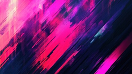 Poster - Dynamic diagonal glitch effect with vibrant pink and purple streaks