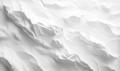 Poster - Abstract white textured surface with intricate folds and peaks resembling a mountainous landscape
