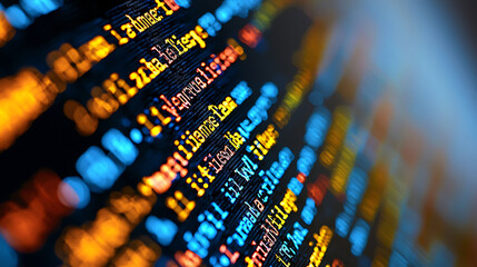 Poster - Abstract closeup of colorful computer code on a screen.