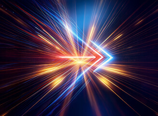 Wall Mural - a vibrant double exposure abstract image with radiating light rays converging on a bright center poi