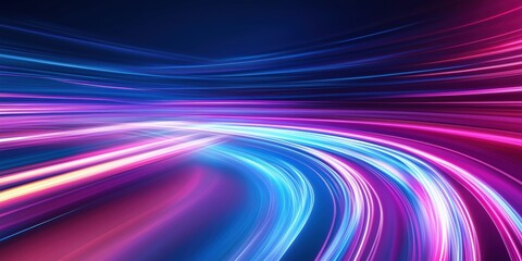 Poster - vibrant abstract light trails in blue and pink colors creating dynamic motion effect
