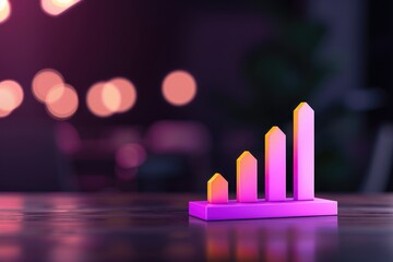 Poster - A colorful 3D bar graph representing growth, set against a blurred background with soft bokeh lights.