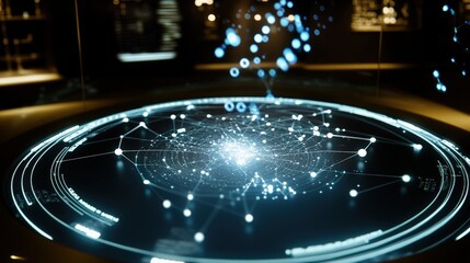 Poster - chemical holograms, with molecules rotating and transforming in mid-air.