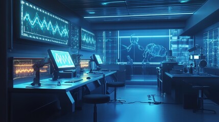 Poster - A futuristic genetics lab where researchers edit genes using CRISPR technology to study genetic disorders and develop potential cures for inherited diseases