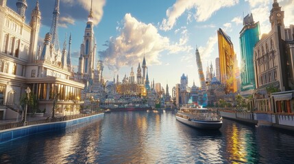 Poster - A futuristic metaverse travel experience allowing users to visit virtual recreations of iconic landmarks and explore imaginary worlds