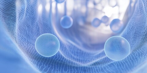 Poster - abstract representation of molecular structures in a blue digital environment