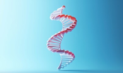 Poster - 3D DNA double helix model with gradient colors on blue background