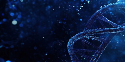 Poster - 3D representation of DNA double helix structure in blue abstract background