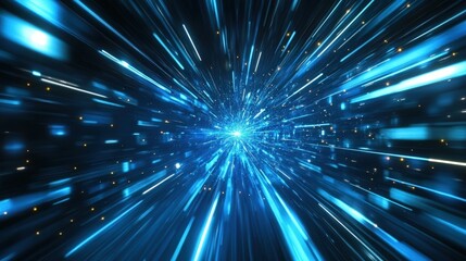 Poster - A futuristic space scene where light travels across vast cosmic distances at its maximum speed