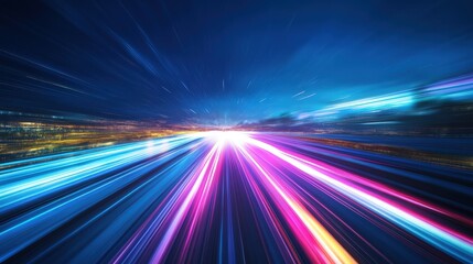 Poster - A futuristic space scene where light travels across vast cosmic distances at its maximum speed