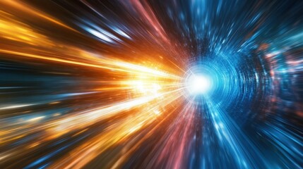 Poster - a futuristic spaceship traveling near light speed, creating time dilation effects as per relativity.