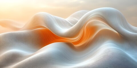 Wall Mural - Abstract wave sunset landscape, digital art, background