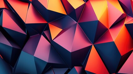 Wall Mural - overlapping triangles in bold colors, offering a modern and dynamic background that can add energy and interest to digital designs or social media posts