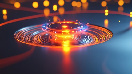 Poster - A glowing electron in a magnetic field, illustrating the Lorentz force acting upon it
