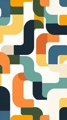 Leinwandbilder - Geometric abstract pattern with vibrant colors in curves and lines on a light background