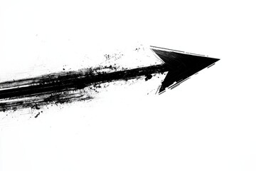 Poster - Dynamic black arrow streaking across a white background conveying speed and direction in a minimalist style