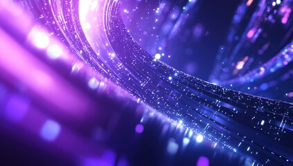 Poster - Abstract Purple Light Trails Twirl and Glow Vibrantly in the Dark Night Sky, Creating a Stunning Visual Spectacle