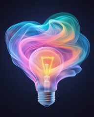 Poster - A dreamy capture of a warm-lit bulb at the center, exploding into swirling, multicolor paint waves