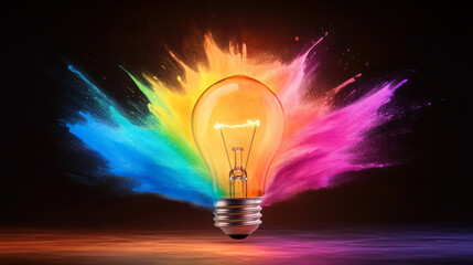 Poster - An electrifying scene in which a bulbâ€™s glass cracks open, unleashing an energetic mix of