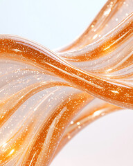 Poster - A macro shot featuring a twisting DNA structure with metallic golden sheen, specks of stardust-like