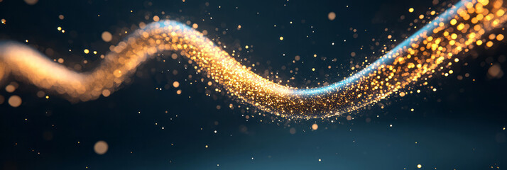 Poster - A stylized DNA coil, each rung glowing in golden hues, with drifting luminous specks evoking a