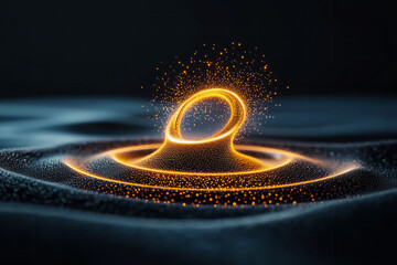 Leinwandbilder - A futuristic medical concept highlighting a shining helix in glowing gold, swirling luminous