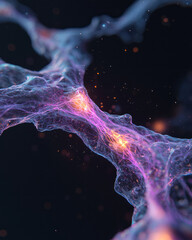 Aufkleber - A microscopic vista of evolving molecules, each node radiating a faint light as fluid-like