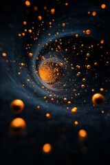 Poster - A dreamlike perspective of molecular orbs gently swaying, their liquid-like bonds emitting small