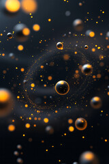 Aufkleber - A dreamlike perspective of molecular orbs gently swaying, their liquid-like bonds emitting small