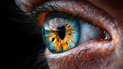 Poster - A vibrant depiction of an animalâ€™s iris, highlighting complex textures, faint reflections, and a