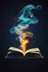 Poster - A dramatic scene showing magical wisps rising from an open book, each spark casting a gentle glow