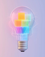 Poster - A minimal design featuring a translucent bulb, the interior packed with interchanging, colorful