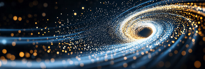 Poster - A hyperspace-like background where shining molecular designs float in slow motion, releasing