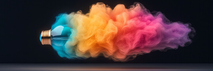 Poster - A translucent bulb at the center, with prism-like shapes rocketing outward in a kaleidoscopic burst