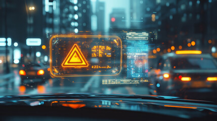 Poster - HUD red warning frames, futuristic game screen borders and danger signs, vector UI interface. HUD futuristic cyber technology warning frames for dashboard screen, caution or hazard danger message box