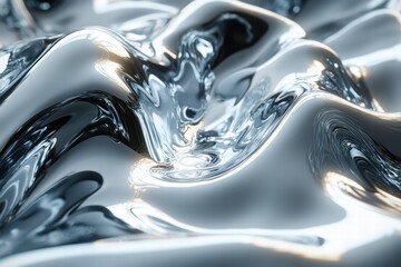 Poster - abstract reflection of liquid metal creates fluid patterns in high resolution