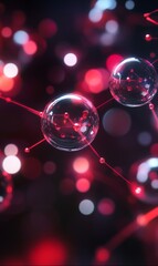 Poster - Abstract network with glowing spheres and connections, modern scientific visualization style