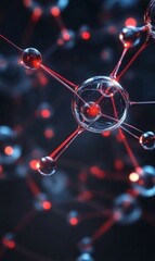 Poster - Abstract interconnected network structure with glowing red accents enhancing its visibility