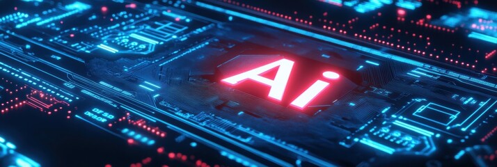 Poster - Innovative graphic layout showcasing artificial intelligence technology and digital circuitry