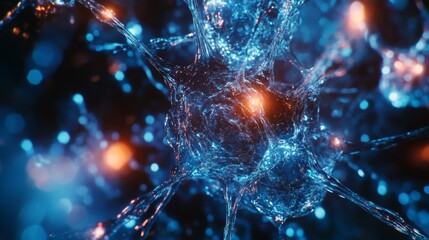 Poster - Intricate network visualization with neural connections, glowing light, and complex structures