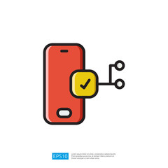 Poster - A graphic illustration of a smartphone with a checkmark symbol, representing verification or confirmation in a digital context. Artificial Intelligence Icon