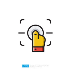 Poster - A simple graphic depicting a hand pressing a button, symbolizing interaction or activation. Artificial Intelligence Icon