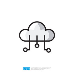 Poster - A stylized cloud icon with lines and dots, representing data transfer or cloud computing. Artificial Intelligence Icon