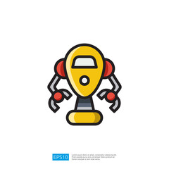 Poster - A colorful robot with claw-like arms, designed for interaction or assistance, possibly representing technology or automation. Artificial Intelligence Icon