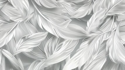 Poster - Delicate white feathers drift softly across a light background, enhancing the tranquility and beauty of the imagery presented