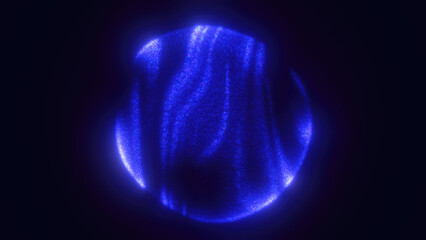 Poster - Futuristic glowing blue sphere composed of digital lines and dots on a dark background, representing technology, data, and innovation