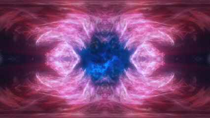Poster - A mirrored abstract pink and blue swirling energy, forming a cosmic and futuristic design