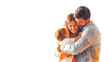 © Vectors.in - Parents Day PNG file featuring a mother and father hugging their child, isolated on white background